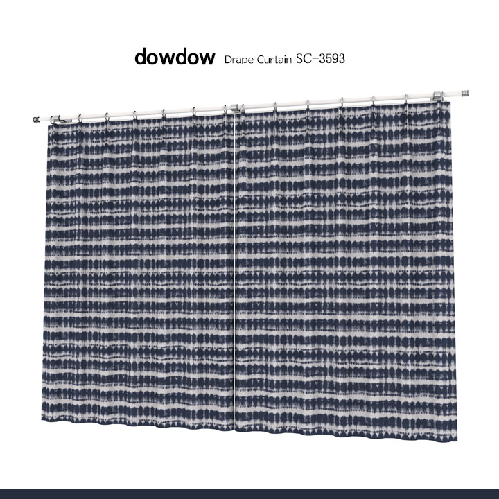 【北欧モダン】ドットの絞り染め柄の遮光カーテン【SC-3593】ネイビー＆ライトグレー